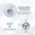 wholesale 925 Sterling Silver Blue Hummingbird Flower Pendant Necklace with Rainbow Crystals and Gold Accents-0-5