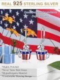 wholesale Metal Stone 4th of July Patriotic Dangle Earrings for Women-0-5
