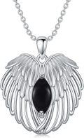wholesale Birthstone Necklace Angel Wings Necklace For Women 925 Sterling Silver Guardian Angel Wings Pendant Jewelry Anniversary Birthday Christmas Gifts -0-0