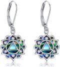 wholesale 925 Sterling Silver Abalone Shell Lotus Chakra Dragonfly Dangle Earrings Yoga Jewelry-0-0