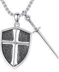 wholesale 925 Sterling Silver  Knight's Templar Cross and Sword Pendant Necklace  with Chain-0-0