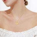 wholesale 925 Sterling Silver Pendant Necklace Gold Plated Crescent Moon Girl Playing Cello Cubic Zirconia-0-4