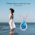 wholesale 925 Sterling Silver Natural Turquoise Pendant Necklace - Teardrop Shape Stone Gift for Her-0-4