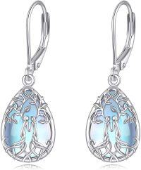 wholesale Sterling Silver Crystal Sister Earrings Birthday Gift for Sisters-Silver-2 Sister Earrings Moonstone