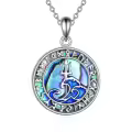 wholesale 925 Sterling Silver Abalone Shell Triskele Trinity Knot Pendant Necklace-0-0