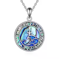 wholesale 925 Sterling Silver Abalone Shell Triskele Trinity Knot Pendant Necklace-B-Trident