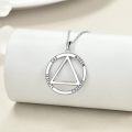 wholesale 925 Sterling Silver AA Recovery Symbol Necklace with Serenity Wisdom Courage and God Triangle Pendant for Women Men-0-1