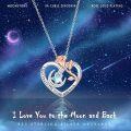 wholesale 925 Sterling Silver Rose and Star Moonstone Heart Pendant Necklace-0-4