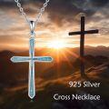 wholesale 925 Sterling Silver Turquoise Cross Necklace for Women Jewelry-0-1