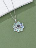 wholesale 925 Sterling Silver Lotus Abalone Shell Photo Projection Necklace with Nanotechnology Love Stone-0-2