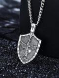 wholesale 925 Sterling Silver Archangel St Michael Protect Us Shield Pendant Necklace 925  for Men & Women-0-2