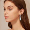 wholesale Larimar Earrings For Women 925 Sterling Silver Dangle Leverback Earring Jewelry Birthday Christmas Gifts For Women Her -0-3
