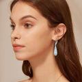 TOUPOP 925 Sterling Silver Larimar Dangle Leverback Earrings-0-3