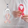 wholesale 925 Sterling Silver Pink Ribbon Breast Cancer Awareness Heart Pendant Necklace for Women-0-1