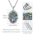 wholesale 925 Sterling Silver St Christopher Protect Us Malachite Stone Oval Pendant Necklace w/ 24 Rolo Chain-0-14