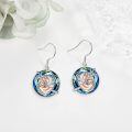 wholesale 925 Sterling Silver Sloth Mother And Baby Hanging Earrings Wholesale With Blue Crystal Charm-0-3