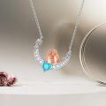 wholesale 925 Sterling Silver Crescent Moon Necklace With Hearts And Diamonds-0-1
