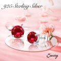 wholesale 925 Sterling Silver Ruby Red Gemstone Stud Earrings for Women Girls Gift Boxed-0-5