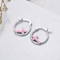 wholesale 925 Sterling Silver White Opal Cross Hoop Earrings White Gold Plated-0-4