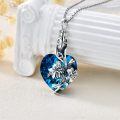 TOUPOP 925 Sterling Silver Crystal Lily Urn Necklace Heart Cremation Jewelry-0-3