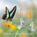 wholesale 925 Sterling Silver Abalone Shell Butterfly Drop Earrings Gifts for Women-0-5