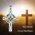 wholesale 925 Sterling Silver Abalone Shell Inlay Celtic Cross Necklace for Women Men Vintage Irish s-0-2