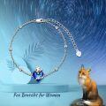wholesale 925 Sterling Silver Austrian Crystal Fox Heart Charm Bracelet 925  for Women Girls-0-4