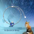 wholesale 925 Sterling Silver Austrian Crystal Fox Heart Charm Bracelet 925  for Women Girls-0-4
