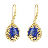 wholesale 925 Sterling Silver Green Drop Earrings Wholesale With Braided Details And Floral Accents-Lapis Lazuli