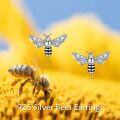 wholesale 925 Sterling Silver Bee Stud Earrings with Cubic Zirconia - Unique Insect  for Her-0-5