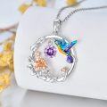 wholesale 925 Sterling Silver Synthetic Birthstone Hummingbird Necklace for Women-0-43