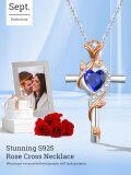 wholesale Sterling Silver Rose Cross Pendant Necklace for Women-0-101