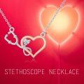 wholesale 925 Sterling Silver Heart & Stethoscope Pendant Necklace for Nurses Gifts-0-1