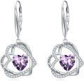 wholesale TOUPOP Heart Birthstone Earrings 925 Sterling Silver Double Heart Leverback Earrings Love You For Always And Forever Jewelry Anniversary Birthday Christmas Gifts For Women Wife Her -0-0