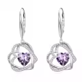 TOUPOP Sterling Silver Birthstone Double Heart Leverback Earrings-0-0