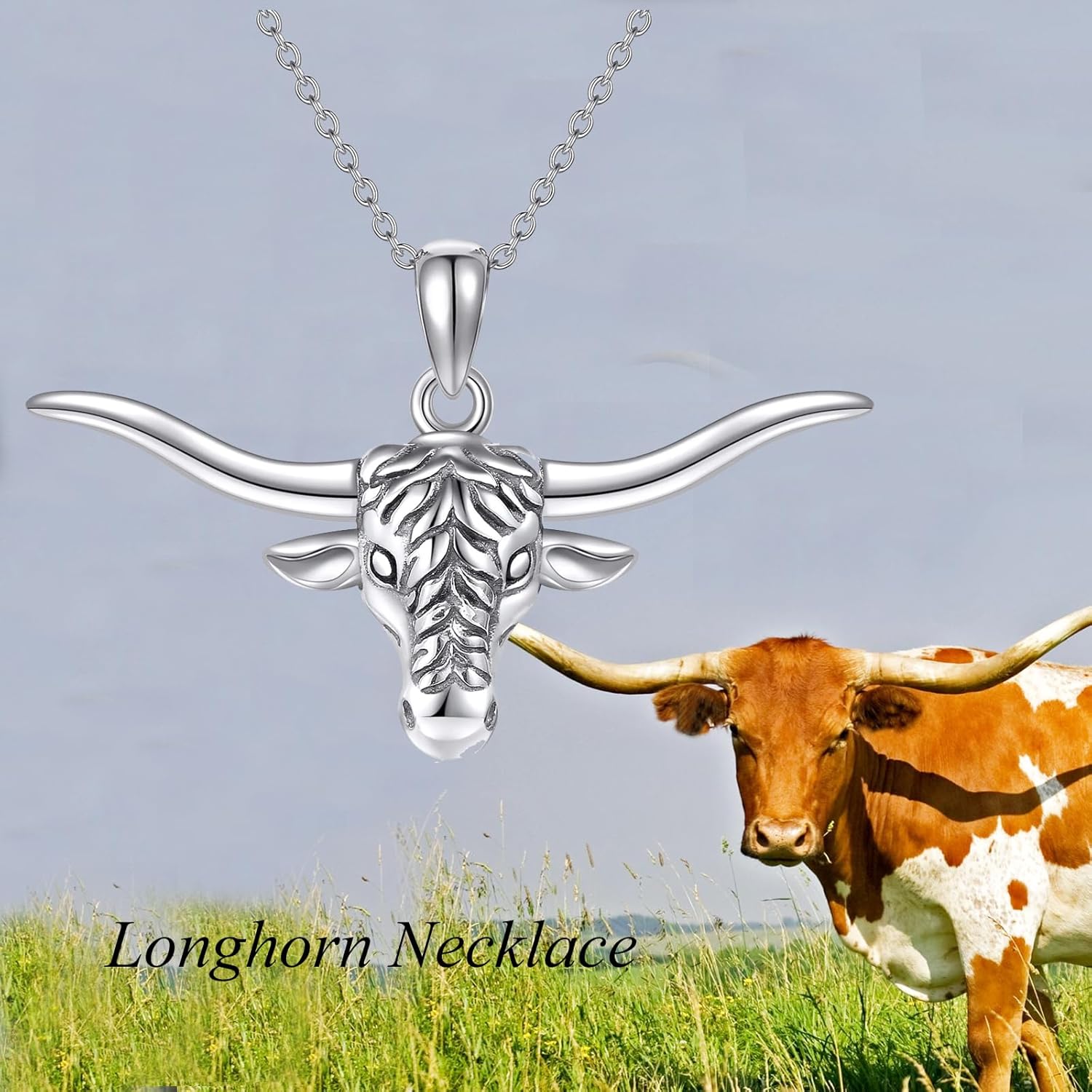 wholesale 925 Sterling Silver Bull Head Pendant Necklace with Chain for Women Men  48cm Length-0-4