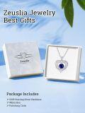 wholesale S925 Sterling Silver & 18K White Gold Plated Sapphire Birthstone Necklace - I Love You Always Forever Engraved Romantic Gift for Women-0-4