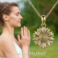 wholesale 925 Sterling Silver Gold Plated Sunflower Keepsake Pendant with Funnel and Fill Tool - 26 Chain Included-0-4