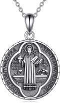 wholesale 925 Sterling Silver St. Jude Pendant with Cross and Bible Charm Necklace for Women-0-0