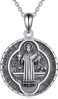 wholesale 925 Sterling Silver St. Jude Pendant with Cross and Bible Charm Necklace for Women-silver