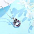 wholesale 925 Sterling Silver Rainbow Crystal Fox Head Pendant Necklace for Women-0-4