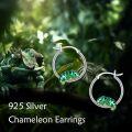 wholesale 925 Sterling Silver Green Chameleon Hoop Earrings for Women Girls-0-5