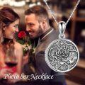 wholesale Locket Necklace 925 Sterling Silver Rose/tree Of Life Pendant Locket Necklace For Women Men Family Photo Locket Pendant Fathers Day Birthday Gifts Anniversary Christmas Gifts For Women -0-5