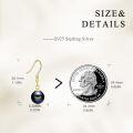 wholesale 925 Sterling Silver & Black Pearl Dangle Hook Earrings for Women Gift Set-0-4