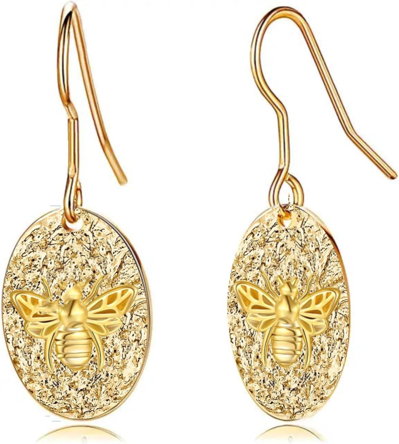 wholesale Gold 925 Sterling Silver Honeybee Drop Earrings for Women - Unique Gift Idea-0-0