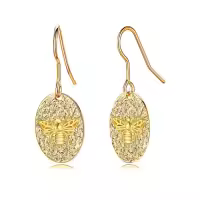 wholesale Gold 925 Sterling Silver Honeybee Drop Earrings for Women - Unique Gift Idea-Bee Coin