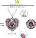 wholesale 925 Sterling Silver & Red Opal 1 Sunflower Necklace with Heart Charm - Meaningful Gift for Women-0-4