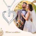 wholesale 14K Gold Open Heart with Cubic Zirconia Pave Set Pendant Necklaces for Women 18 Chain Length-0-1