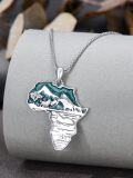 wholesale 925 Sterling Silver African Map Pendant Necklaces with Turquoise Stone and Animal Design Gifts for Men & Women-0-3
