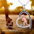 wholesale Sterling Silver Soccer Necklace with High Polish Finish – Heart-Shaped Kicking Ball Pendant – 18 Adjustable Chain – Perfect Gift for Women & Soccer Lovers-0-4